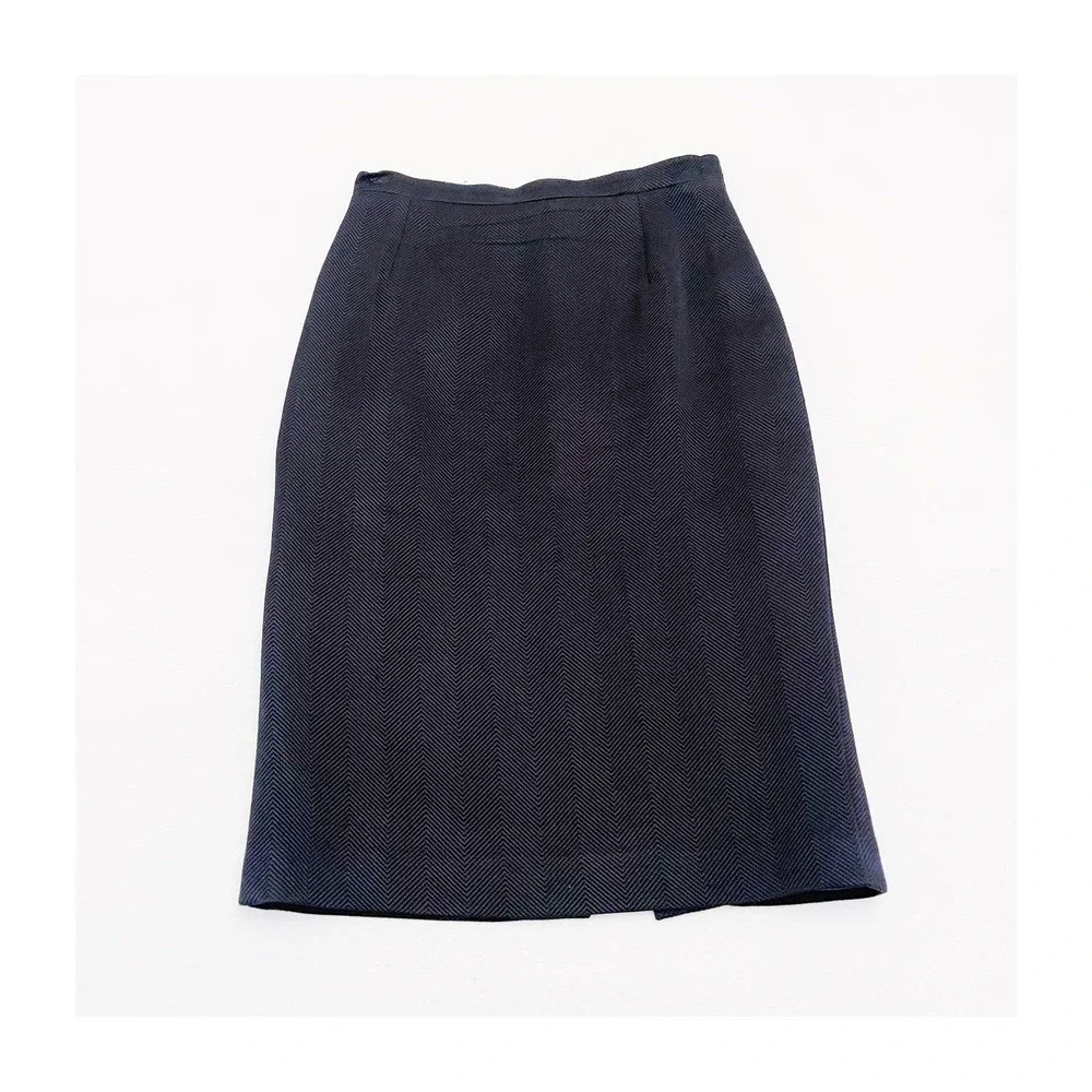 Ecaille Black Pencil Skirt Wool Silk Paris SZ44